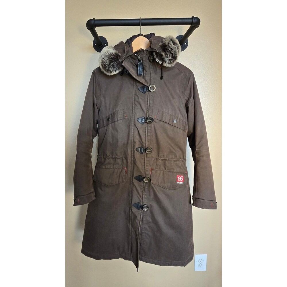 66 North Women's Brown‎ Snaefell Parka with Hood size small